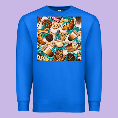 Bakery Coffee Cups Cookie And Donut With Turquoise Glitter Seamless Pa Premium Sweatshirt Designed By Bundleandbundleshop