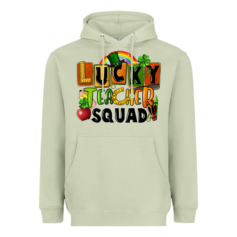 Lucky Teacher Squad St. Patricks Day Heavyweight Hoodie by FaDigitalArtStudio | Teevron