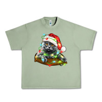 Oil Green christmas scottish fold cat Urban Heavy Tee - LillyAllenDesigns