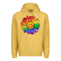Antique Gold rainbow smiley face sunflower Premium Hoodie - OliviaCreatesArt