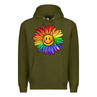 Army Green rainbow smiley face sunflower Premium Hoodie - OliviaCreatesArt