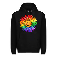 Black rainbow smiley face sunflower Premium Hoodie - OliviaCreatesArt