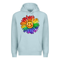 Blue Mist rainbow smiley face sunflower Premium Hoodie - OliviaCreatesArt