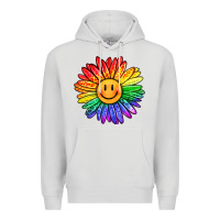 Dove Grey rainbow smiley face sunflower Premium Hoodie - OliviaCreatesArt