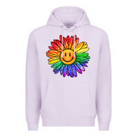 Lilac rainbow smiley face sunflower Premium Hoodie - OliviaCreatesArt