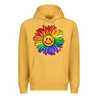 Mustard rainbow smiley face sunflower Premium Hoodie - OliviaCreatesArt
