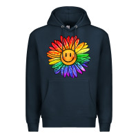 Navy rainbow smiley face sunflower Premium Hoodie - OliviaCreatesArt