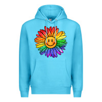 Ocean Blue rainbow smiley face sunflower Premium Hoodie - OliviaCreatesArt