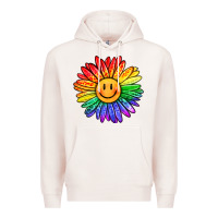 Pale Pink rainbow smiley face sunflower Premium Hoodie - OliviaCreatesArt