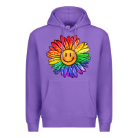 Purple rainbow smiley face sunflower Premium Hoodie - OliviaCreatesArt