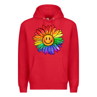 Red rainbow smiley face sunflower Premium Hoodie - OliviaCreatesArt