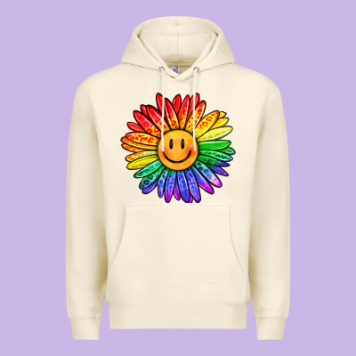 Rainbow Smiley Face Sunflower Premium Hoodie Designed By Oliviacreatesart
