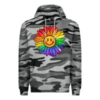 Slate Camo rainbow smiley face sunflower Premium Hoodie - OliviaCreatesArt