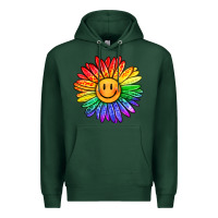 Sports Green rainbow smiley face sunflower Premium Hoodie - OliviaCreatesArt