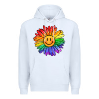 White rainbow smiley face sunflower Premium Hoodie - OliviaCreatesArt