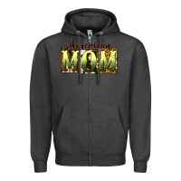 Charcoal Heather American Mom Mother's Day Zipper Hoodie - CowGirlArtShop