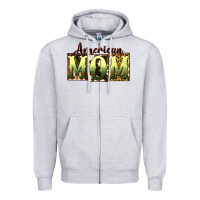 Heather Grey American Mom Mother's Day Zipper Hoodie - CowGirlArtShop