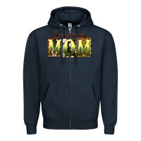 Navy American Mom Mother's Day Zipper Hoodie - CowGirlArtShop