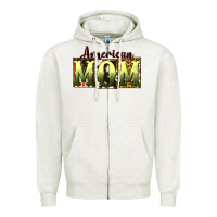Oatmeal Heather American Mom Mother's Day Zipper Hoodie - CowGirlArtShop