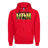 Red American Mom Mother's Day Zipper Hoodie - CowGirlArtShop