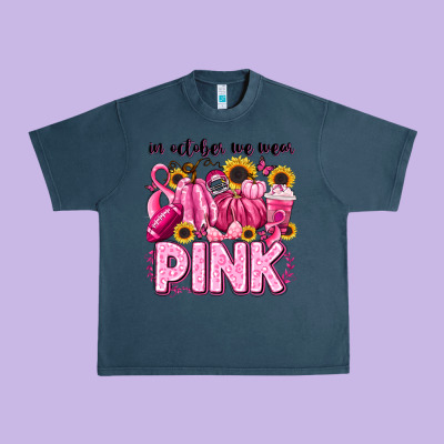 In October We Wear Pink Football Urban Heavy Tee Designed By Lillyallendesigns