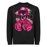 Black Survivor Breast Cancer with boxing gloves Heavyweight Sweatshirt - NancyCooperArtShop