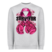 Heather Grey Survivor Breast Cancer with boxing gloves Heavyweight Sweatshirt - NancyCooperArtShop