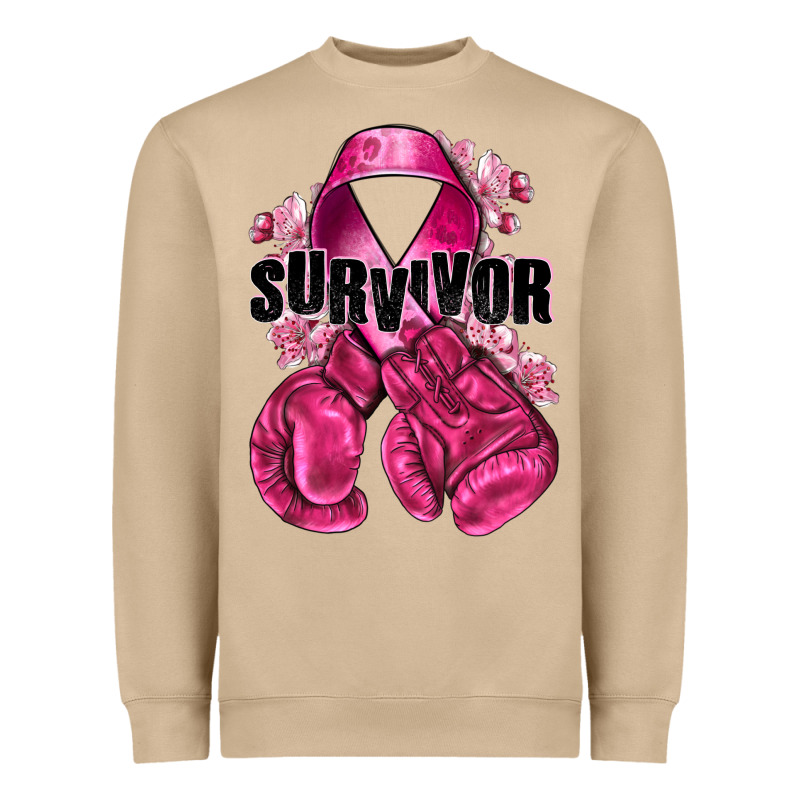 Survivor Breast Cancer With Boxing Gloves Heavyweight Sweatshirt by NancyCooperArtShop | Teevron