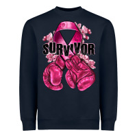 Navy Survivor Breast Cancer with boxing gloves Heavyweight Sweatshirt - NancyCooperArtShop