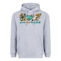 Heather Grey peace love bull skull bbs Heavyweight Hoodie - BundleAndBundleShop