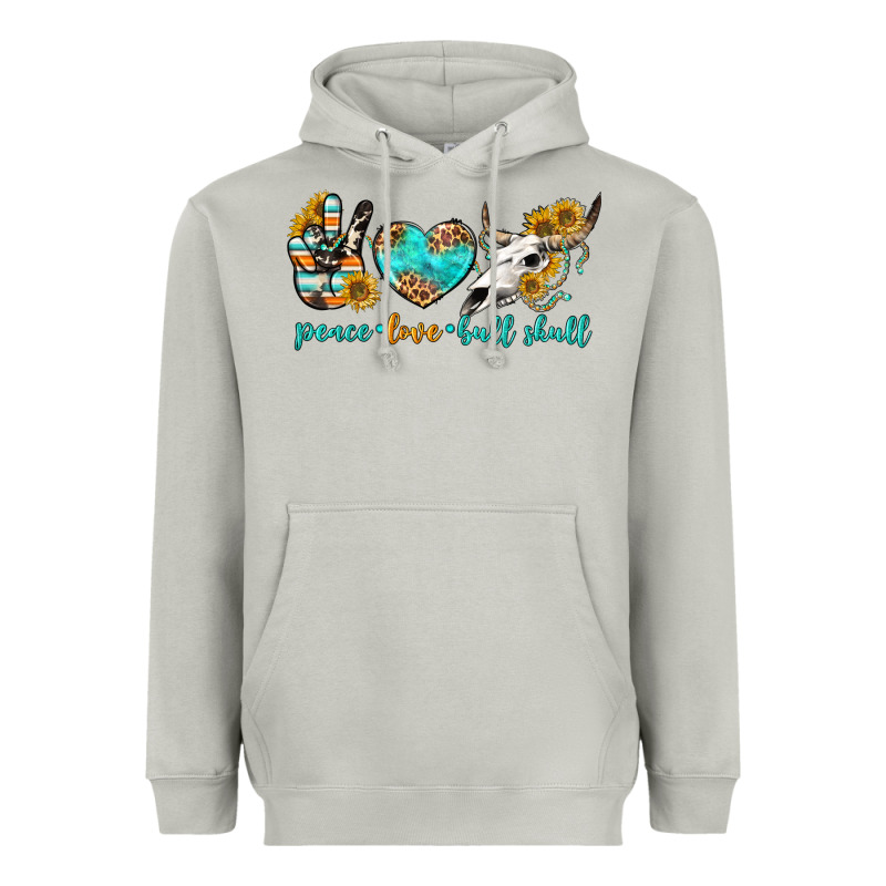 Peace Love Bull Skull Bbs Heavyweight Hoodie by BundleAndBundleShop | Teevron