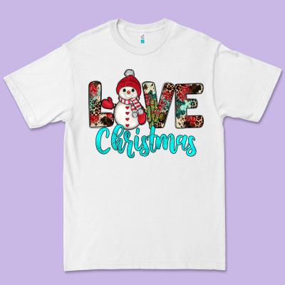 Love Christmas Snowman Premium Tee Designed By Jahusdesignshop