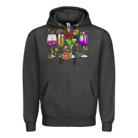 Charcoal Heather Mardi Gras wine glasses Zipper Hoodie - HowdyJamesFarm
