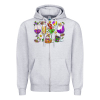 Heather Grey Mardi Gras wine glasses Zipper Hoodie - HowdyJamesFarm