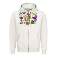 Oatmeal Heather Mardi Gras wine glasses Zipper Hoodie - HowdyJamesFarm