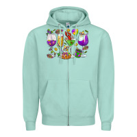 Seafoam Mardi Gras wine glasses Zipper Hoodie - HowdyJamesFarm