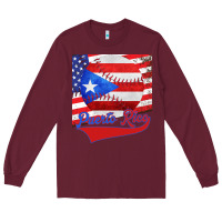 Burgundy Puerto Rico Baseball Long Sleeve Tee - Bettercallsaul