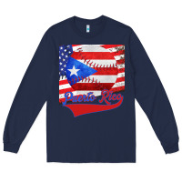 Navy Puerto Rico Baseball Long Sleeve Tee - Bettercallsaul