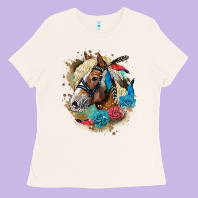 Haflinger Horse Floral Ladies Tee Designed By Lillyallendesigns