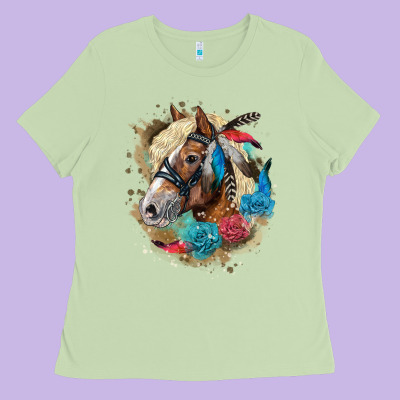 Haflinger Horse Floral Ladies Tee Designed By Lillyallendesigns