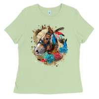 Matcha haflinger horse floral Ladies Tee - LillyAllenDesigns