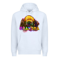 White softball grandma Premium Hoodie - OliviaCreatesArt