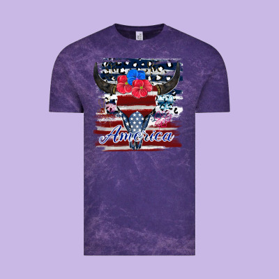 Bull Skull America Vintage Tee Designed By Jahusdesignshop