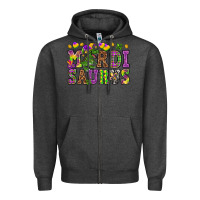 Charcoal Heather Mardi Saurus Zipper Hoodie - HowdyJamesFarm