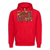 Red Mardi Saurus Zipper Hoodie - HowdyJamesFarm
