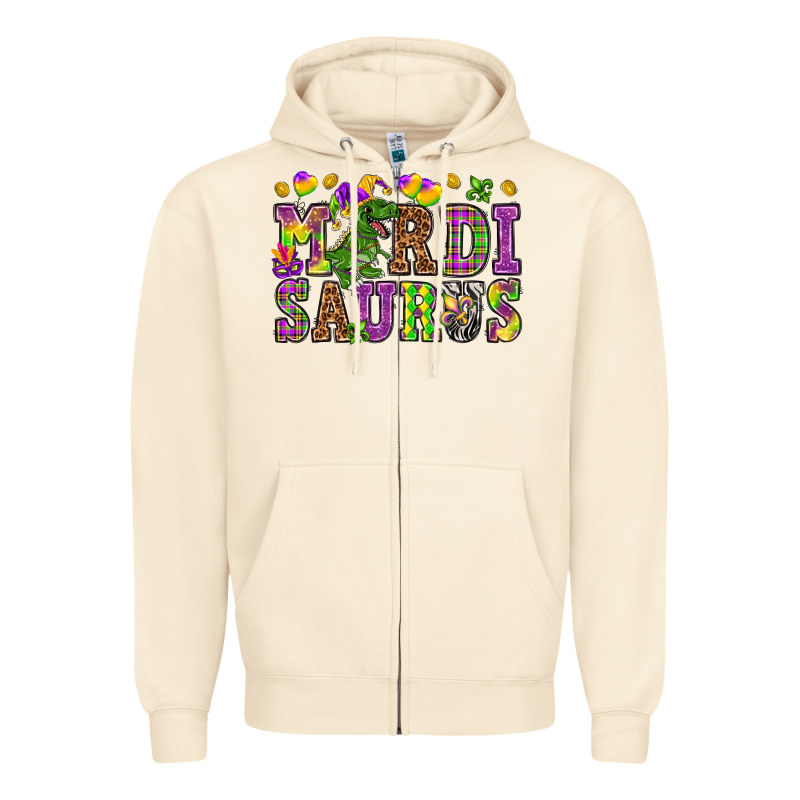 Mardi Saurus Zipper Hoodie by HowdyJamesFarm | Teevron