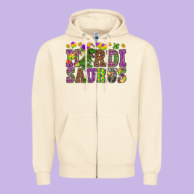 Mardi Saurus Zipper Hoodie Designed By Howdyjamesfarm