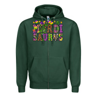 Sports Green Mardi Saurus Zipper Hoodie - HowdyJamesFarm