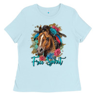 Baby Blue free spirit quarter horse floral Ladies Tee - LillyAllenDesigns