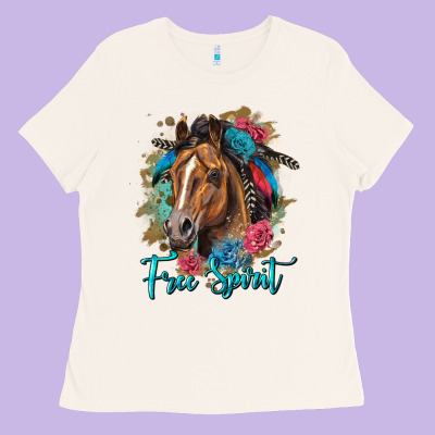 Free Spirit Quarter Horse Floral Ladies Tee Designed By Lillyallendesigns